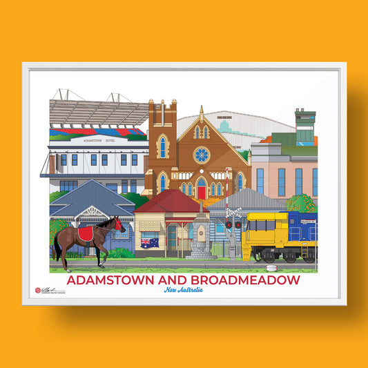 Adamstown and Broadmeadow Newcastle NSW Australia Worldscape souvenir artwork framed front