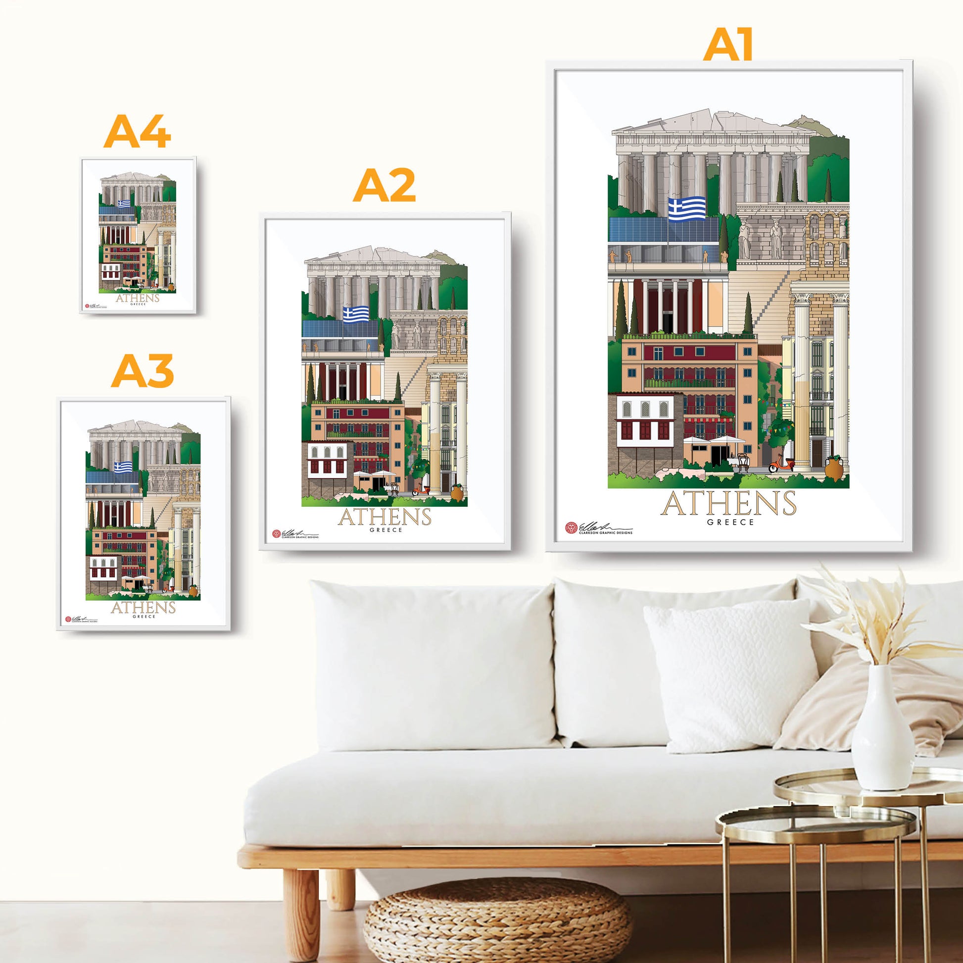 Athens Greece WORLDSCAPE COLLECTIVE print souvenir size chart