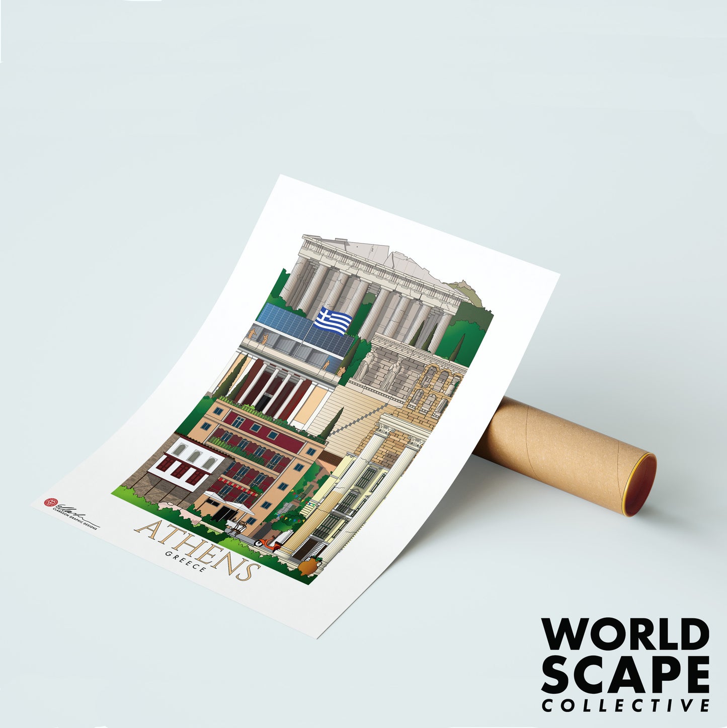 Athens Greece WORLDSCAPE COLLECTIVE unframed print souvenir