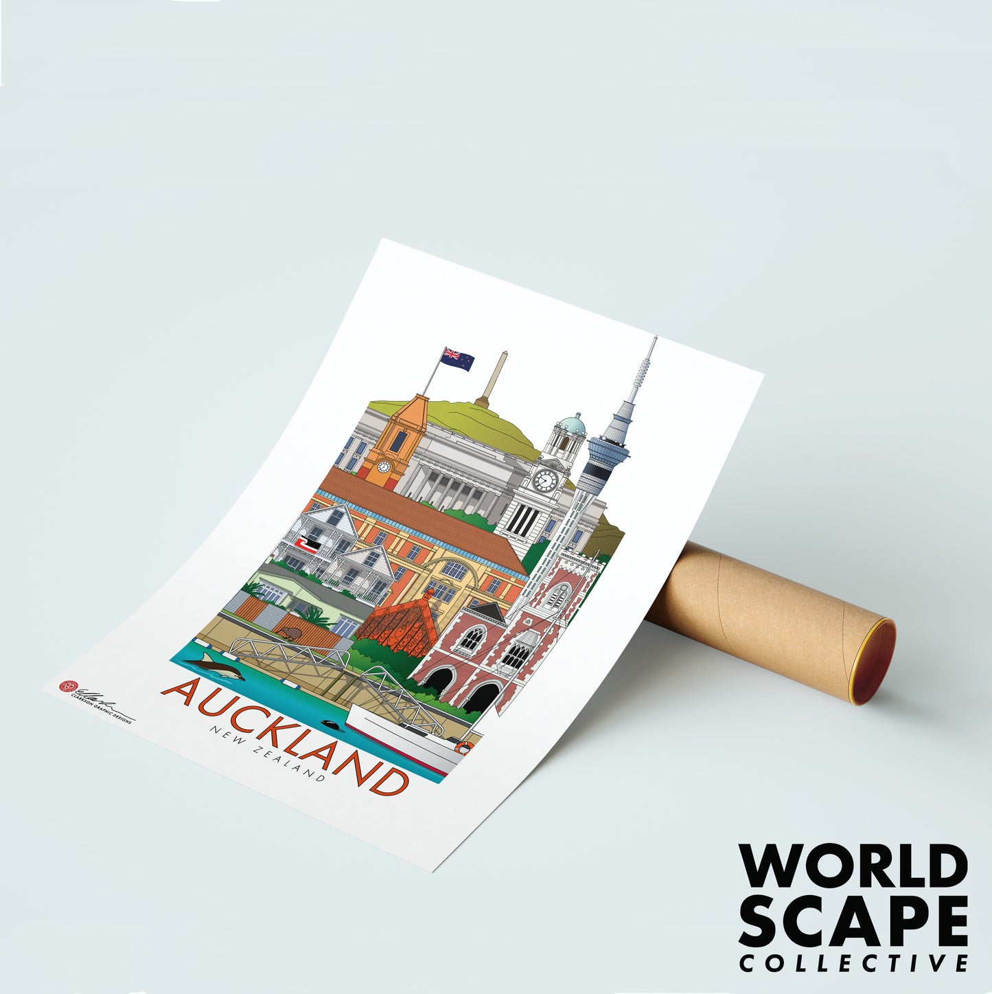 Auckland New Zealand artwork print unframed
