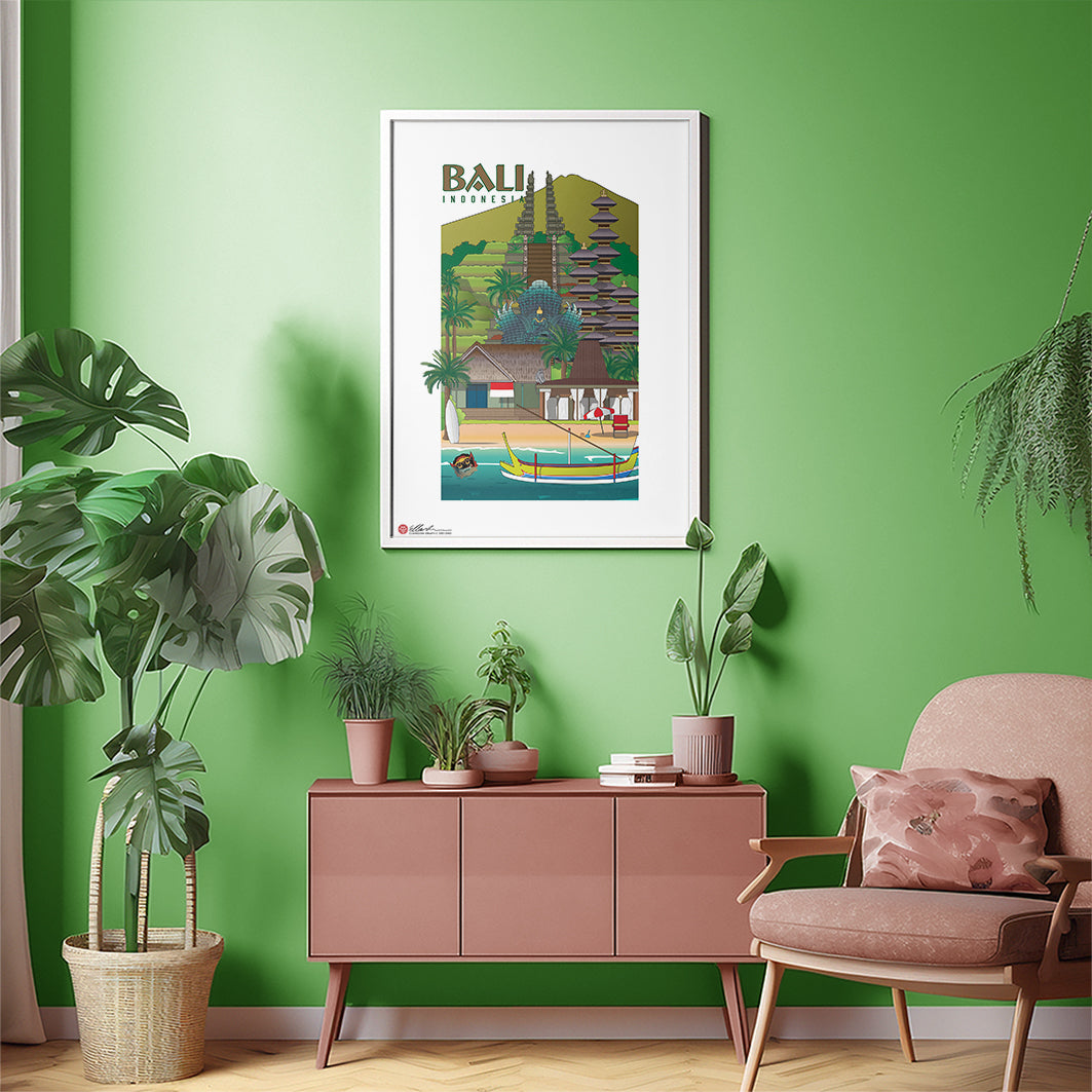 Bali Indonesia souvenir print artwork on wall
