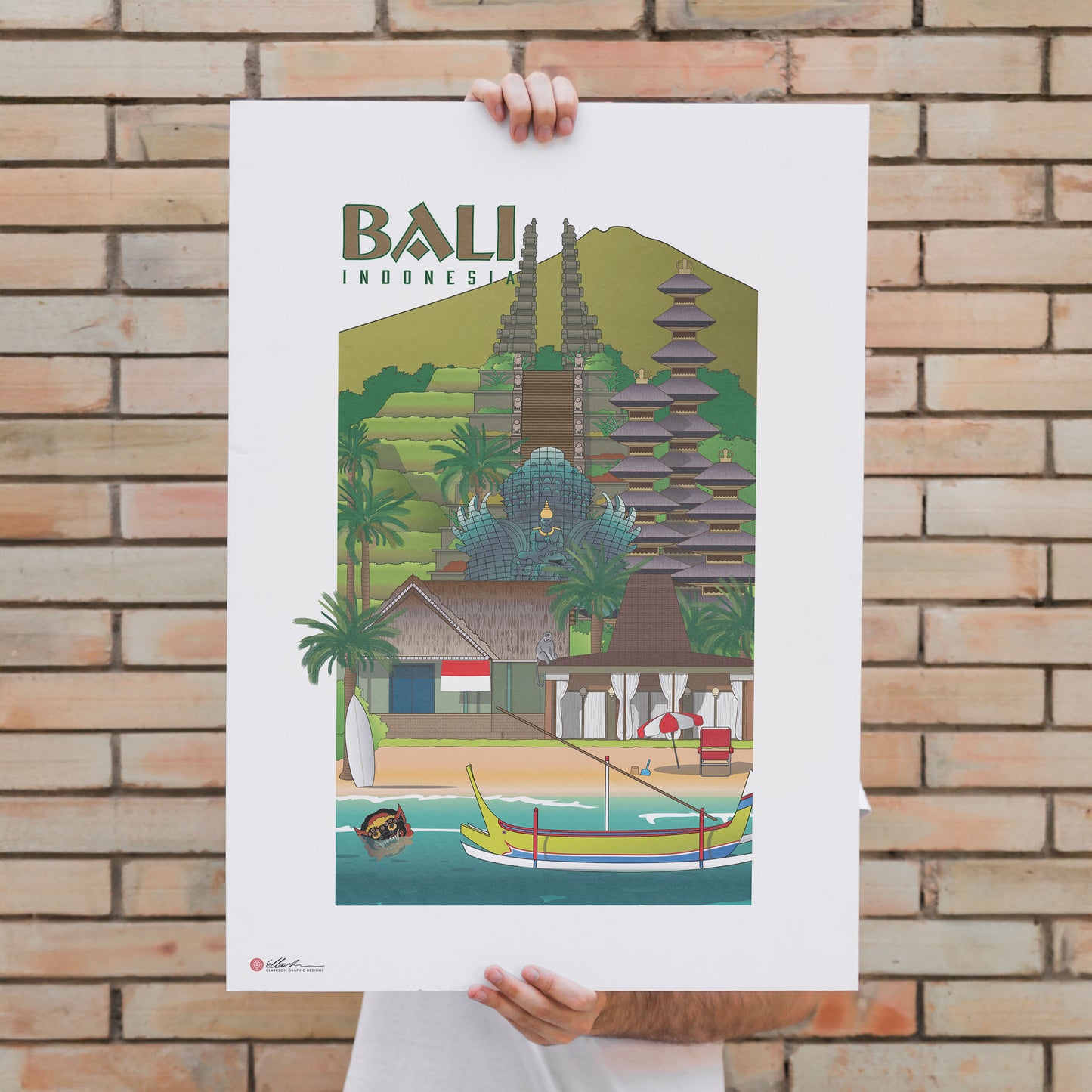 Bali Indonesia souvenir print artwork unframed held