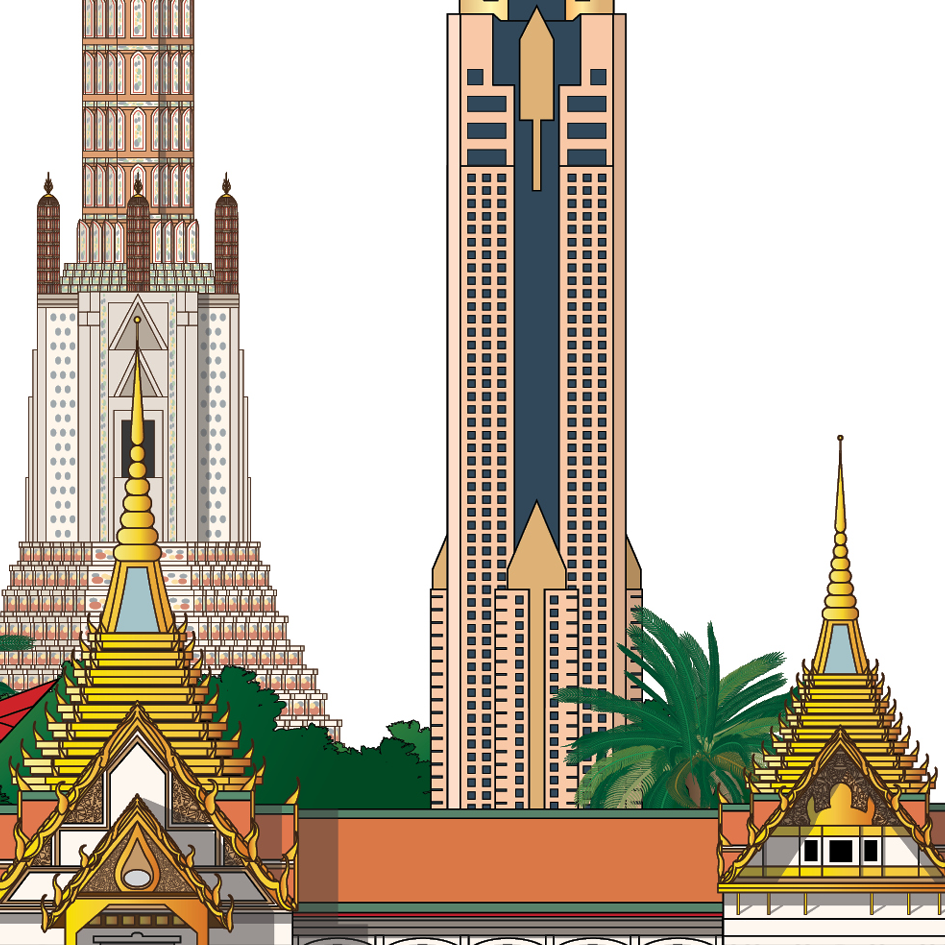 Bangkok Thailand souvenir artwork print expanded 2