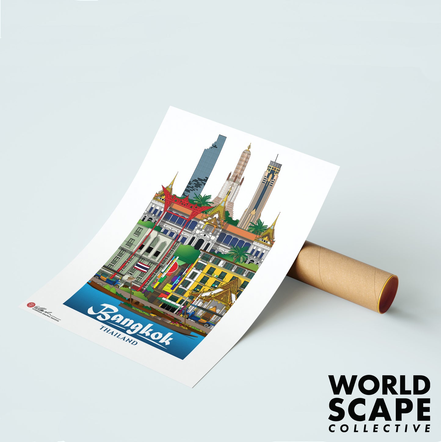 Bangkok Thailand souvenir artwork unframed print