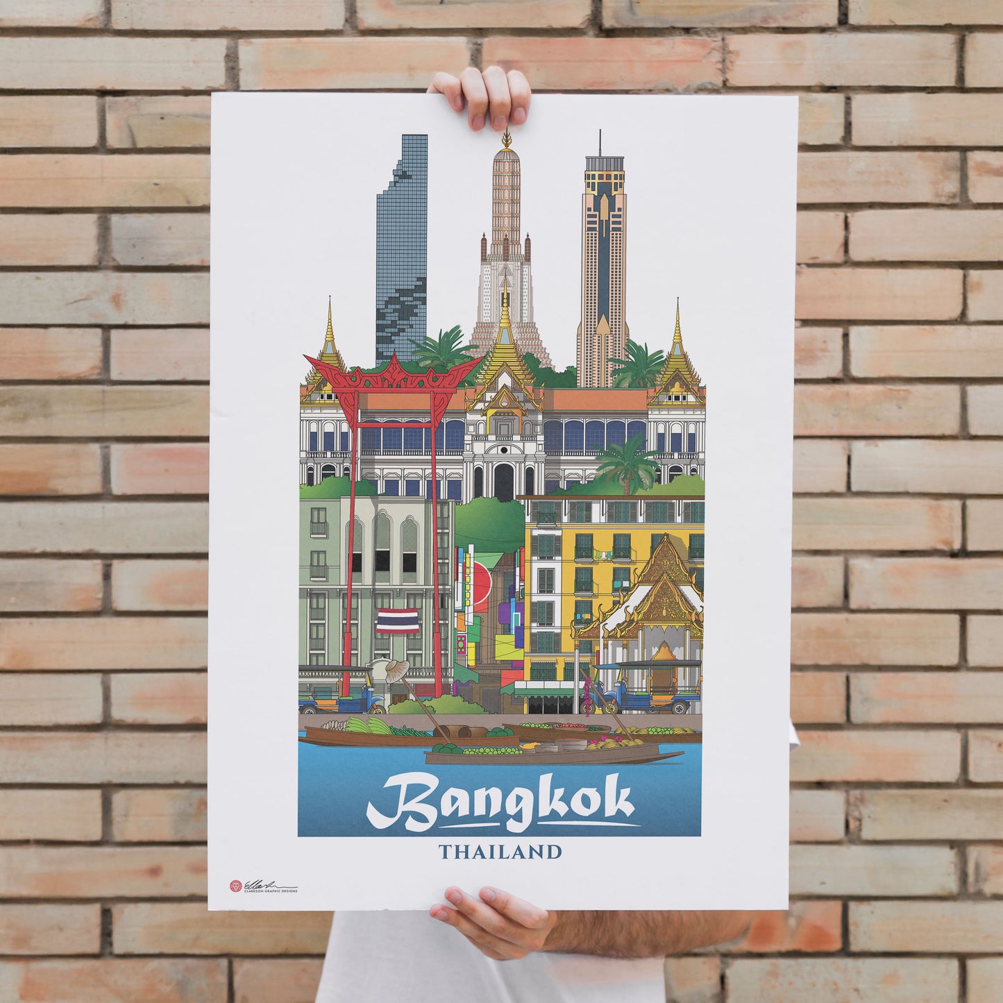 Bangkok Thailand souvenir artwork print held