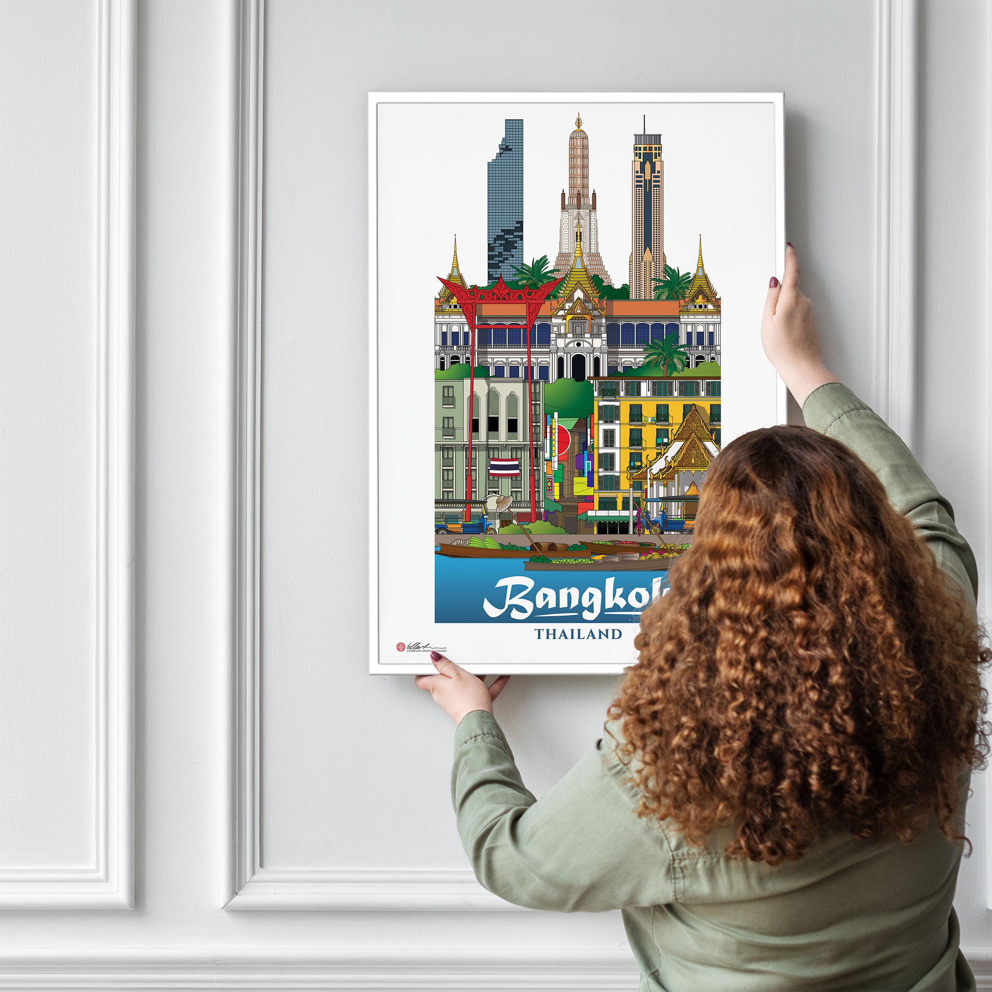 Bangkok Thailand souvenir artwork print on wall