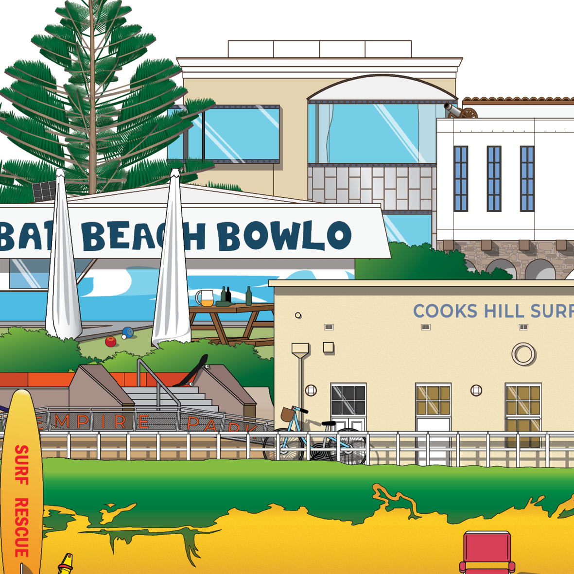 Bar Beach Newcastle NSW souvenir wall art print WORLDSCAPE COLLECTIVE expanded 2