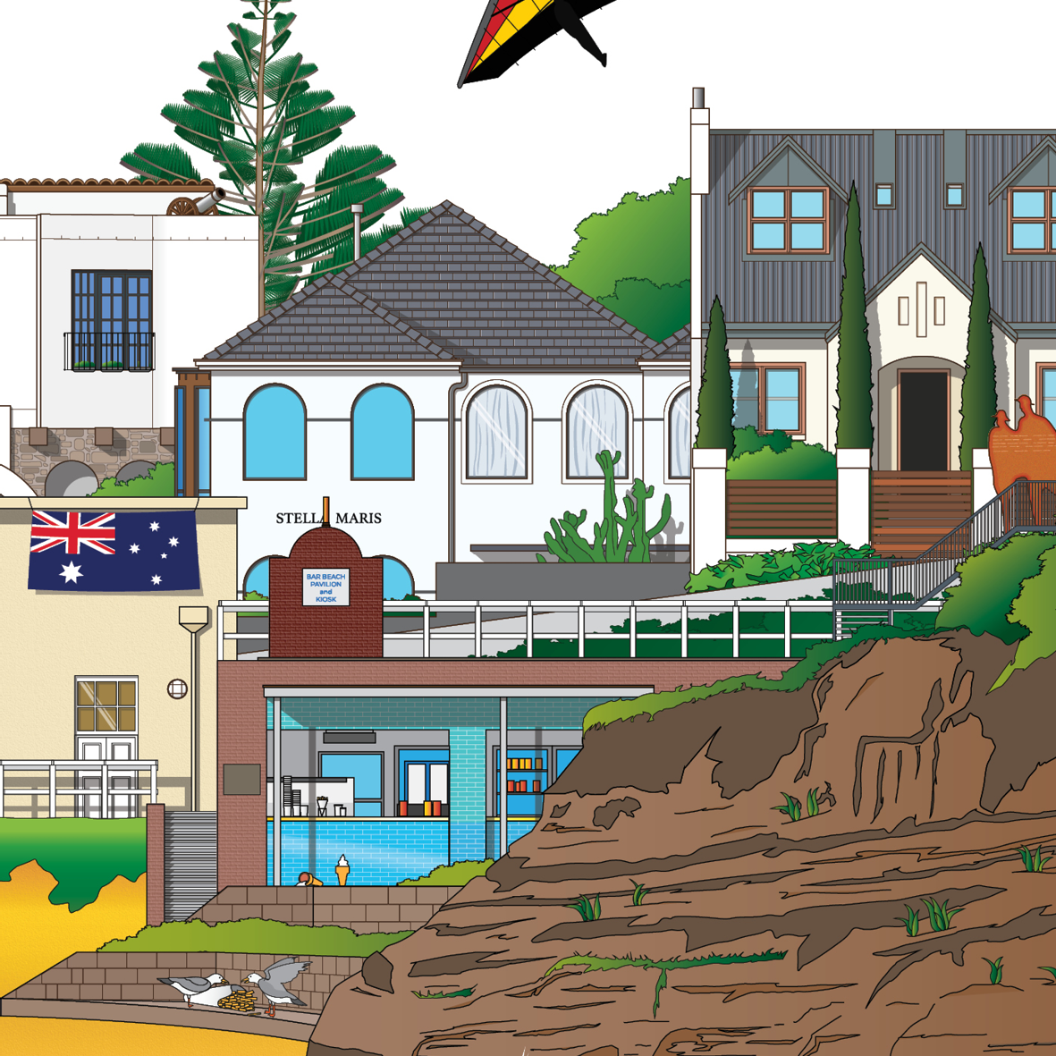 Bar Beach Newcastle NSW souvenir wall art print WORLDSCAPE COLLECTIVE expanded1