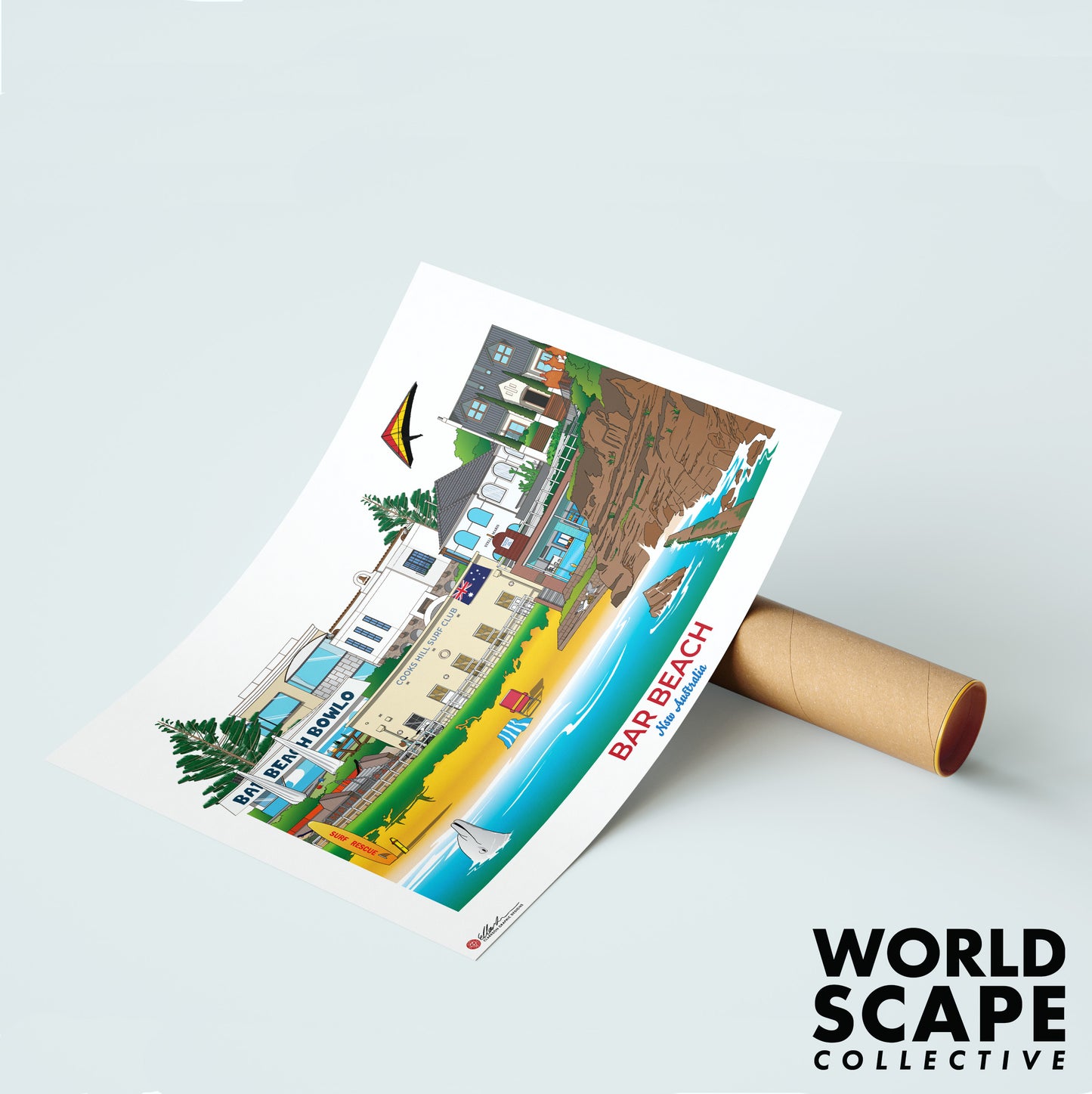 Bar Beach Newcastle NSW souvenir wall art print WORLDSCAPE COLLECTIVE UNFRAMED