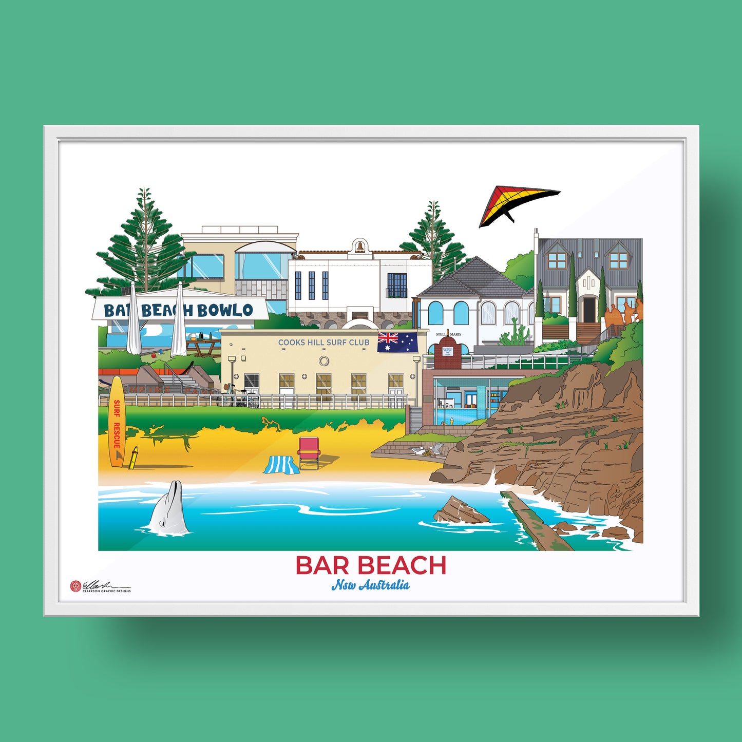Bar Beach Newcastle NSW souvenir wall art print WORLDSCAPE COLLECTIVE