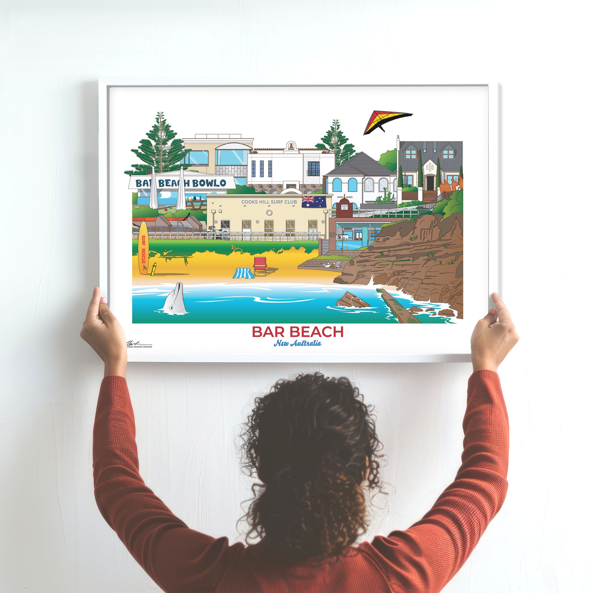 Bar Beach Newcastle NSW souvenir wall art print WORLDSCAPE COLLECTIVE hang on wall