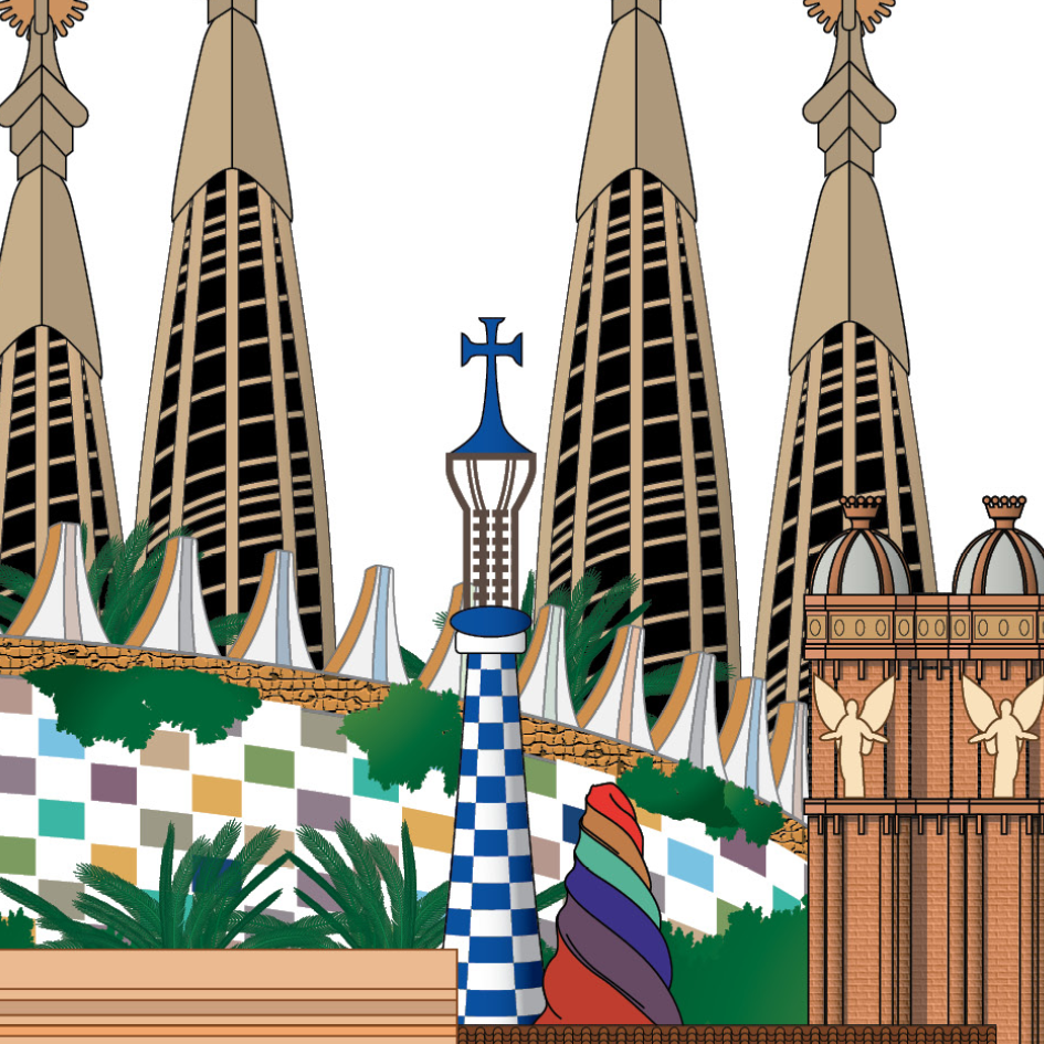 Barcelona Spain WORLDSCAPE COLLECTIVE artwork souvenir print expanded