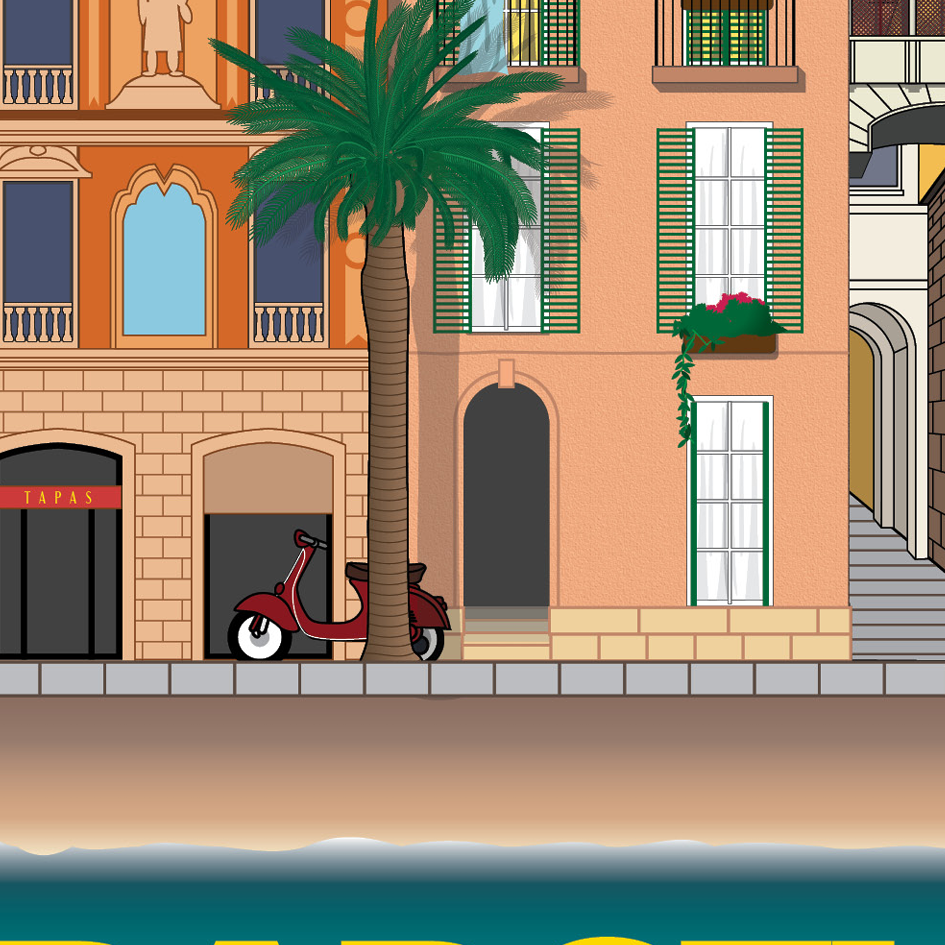 Barcelona Spain WORLDSCAPE COLLECTIVE artwork souvenir print expanded2