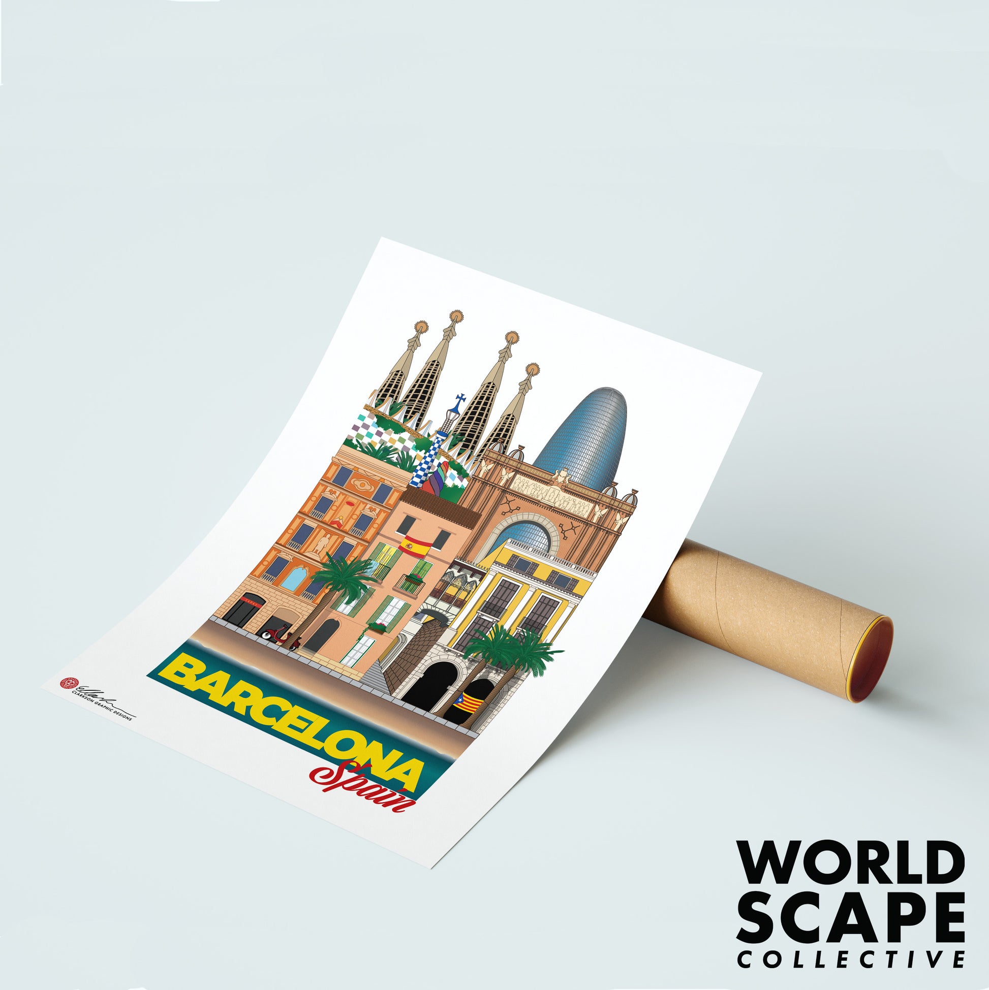 Barcelona Spain WORLDSCAPE COLLECTIVE artwork souvenir print unframed