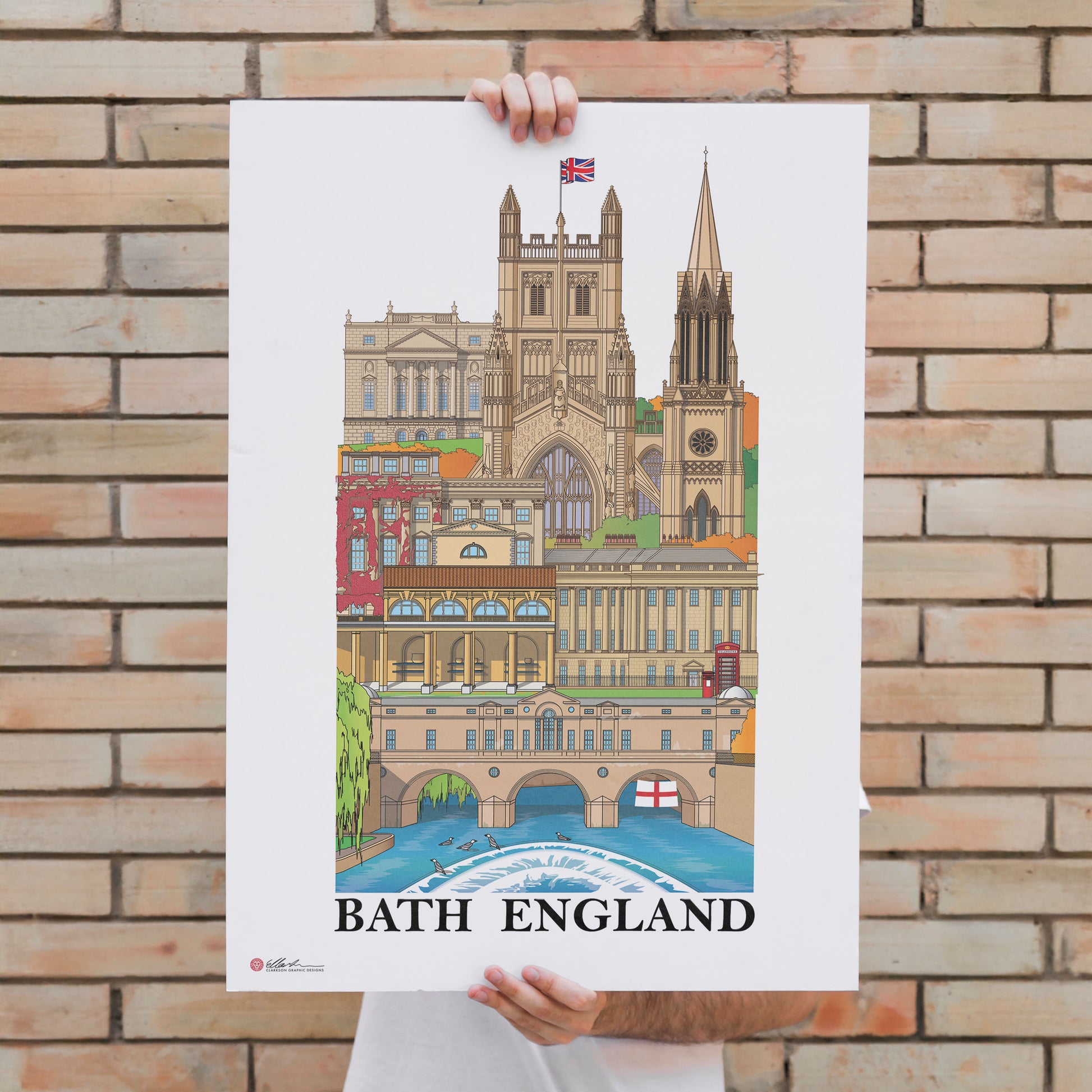 Bath England UK Britain WORLSCAPE COLLECTIVE artwork souvenir print held up