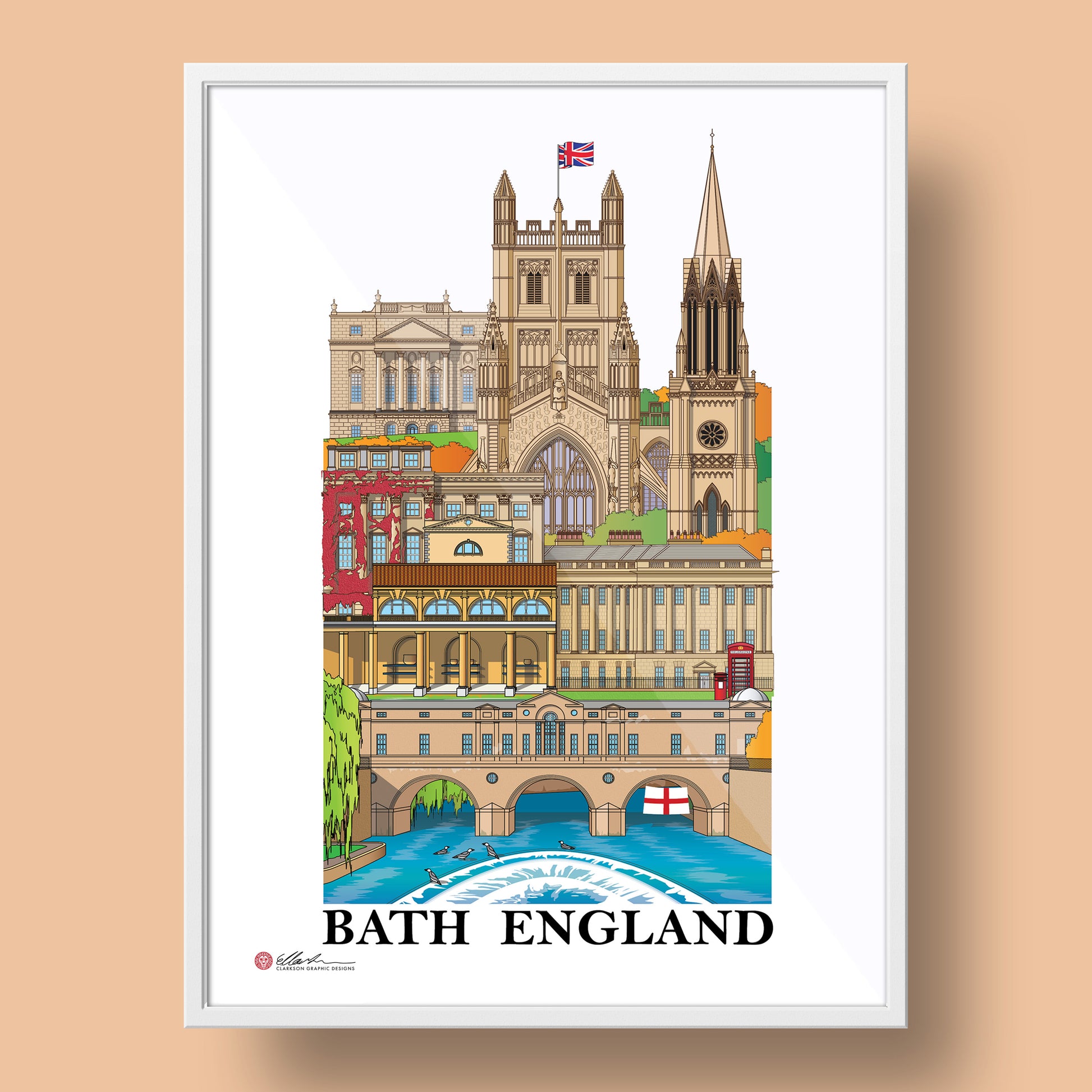 Bath England UK Britain WORLSCAPE COLLECTIVE artwork souvenir print framed