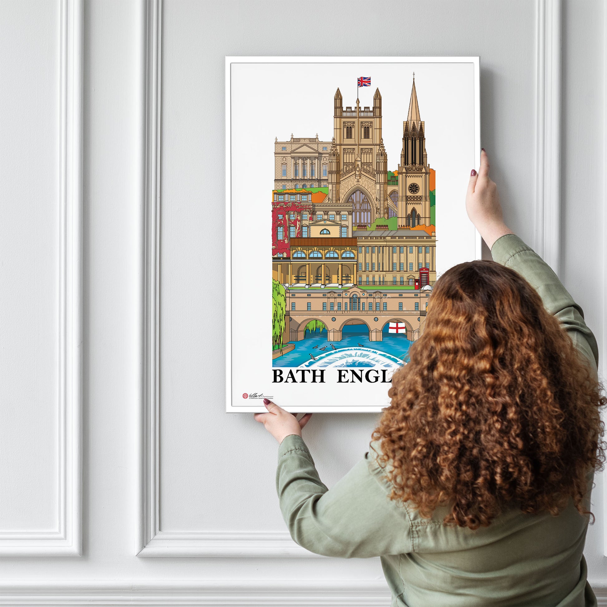 Bath England UK Britain WORLSCAPE COLLECTIVE artwork souvenir print woman hanging on wall