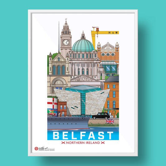 Capitals of the UK set worldscape artwork souvenir Belfast front