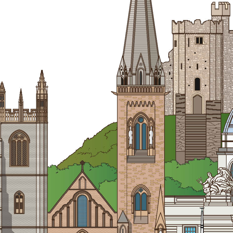 Cardiff Wales worldscape artwork souvenir expanded 1