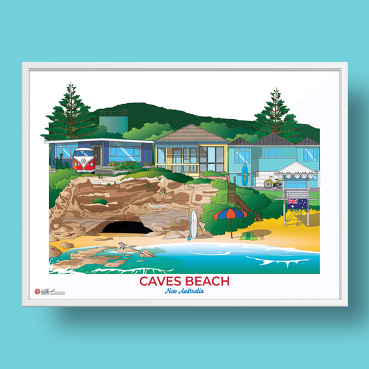 Caves Beach worldscape artwork souvenir framed print front