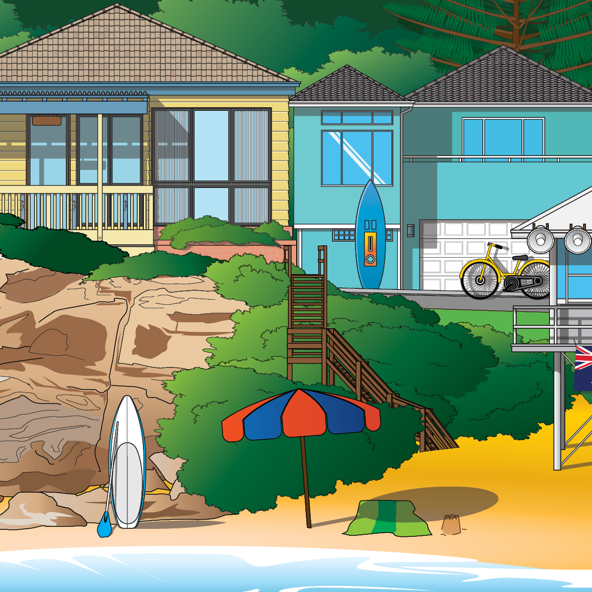Caves Beach worldscape artwork souvenir expanded 2