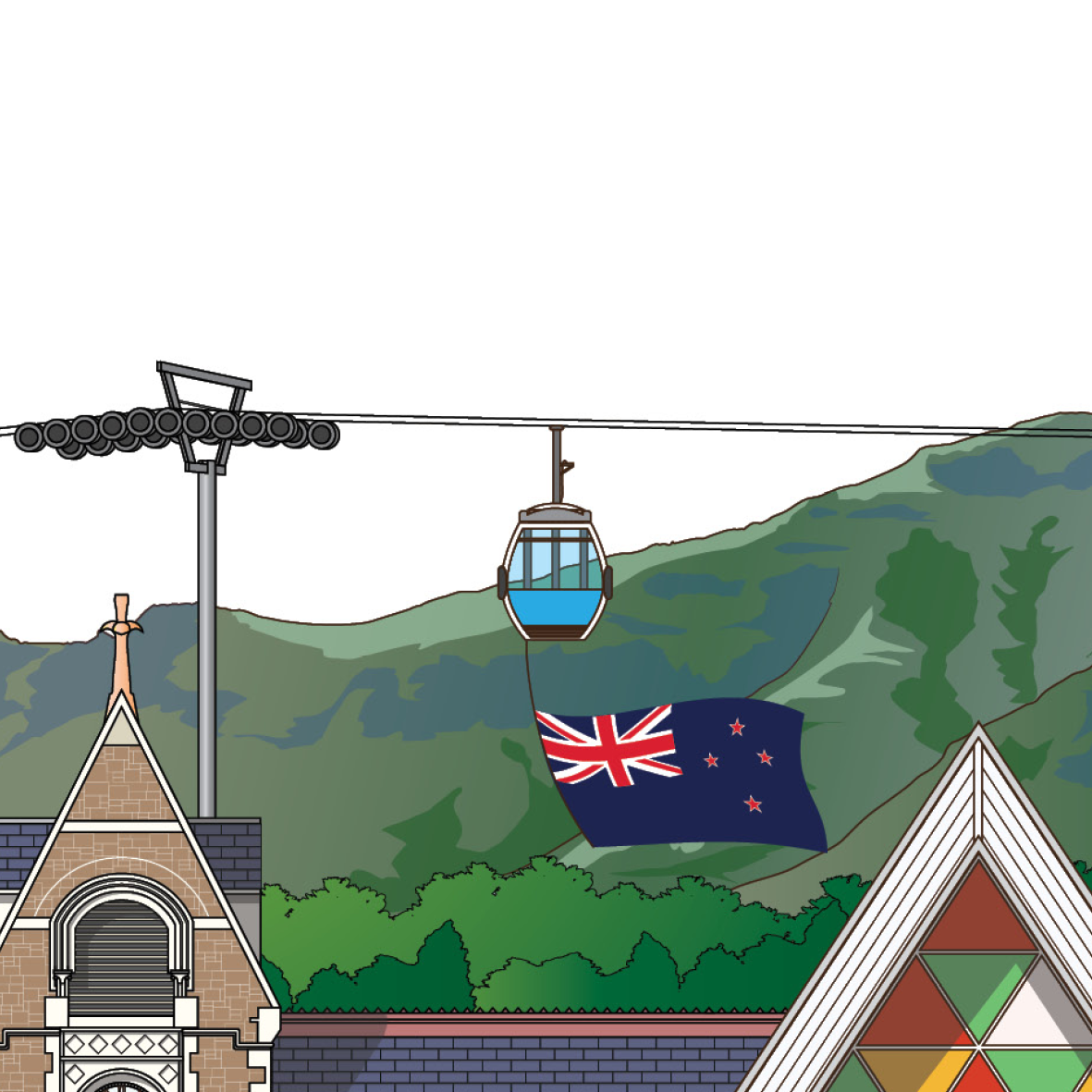 Christchurch New Zealand Artwork souvenir print framed expanded1