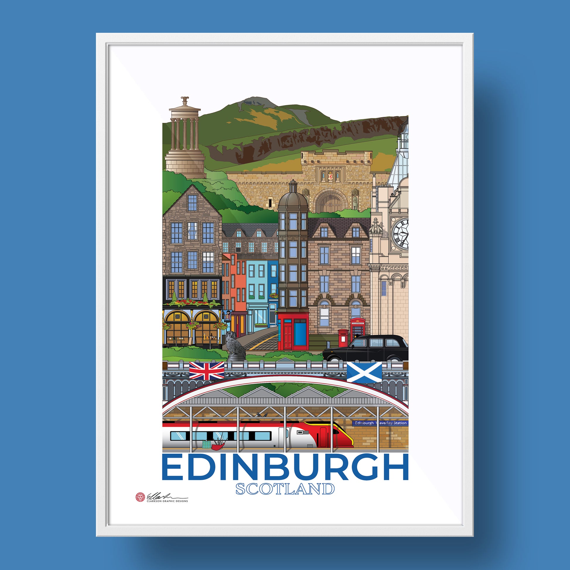 Capitals of the UK set worldscape artwork souvenir Edinburgh  front
