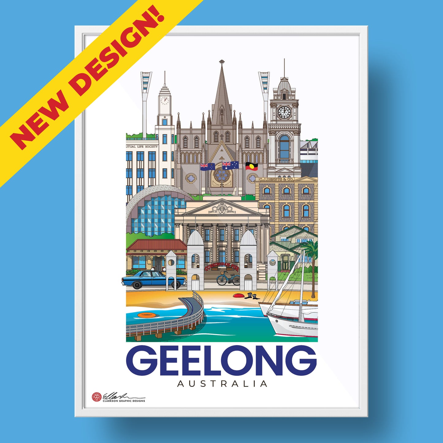 Geelong Australia artwork print souvenir worldscape collective new design