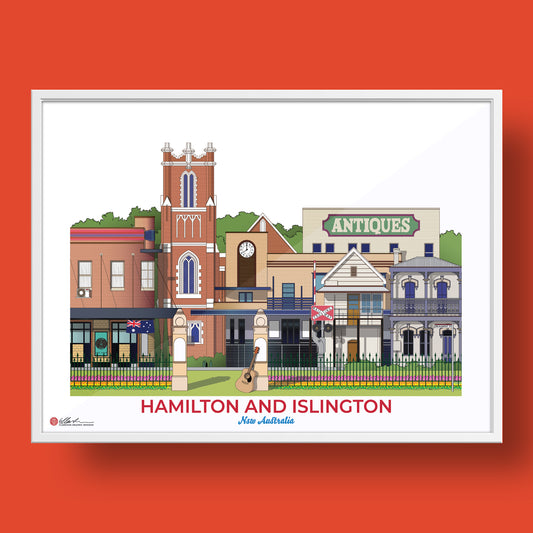 Hamilton and Islington Newcastle NSW Australia artwork souvenir front
