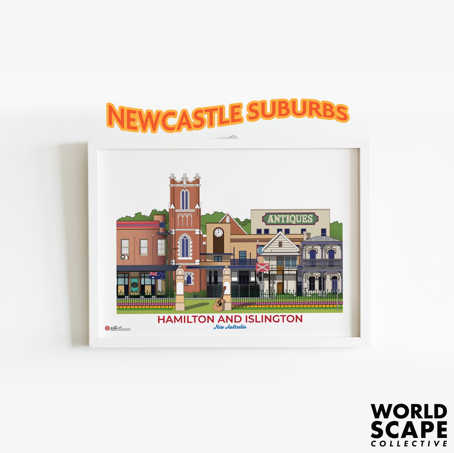 Hamilton and Islington Newcastle NSW Australia artwork souvenir art