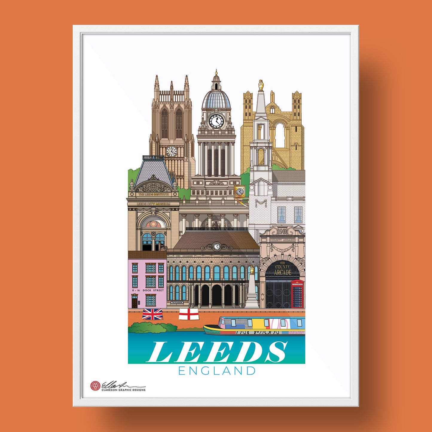 Leeds England worldscape artwork souvenir framed print front