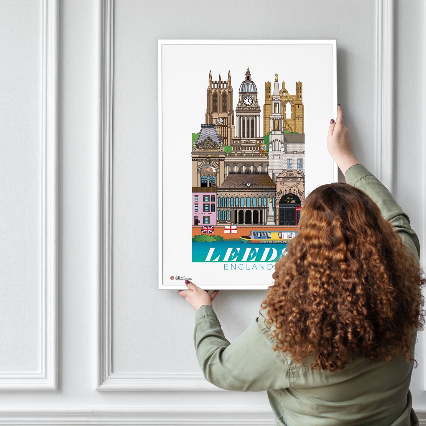 Leeds England worldscape artwork souvenir hanging frame