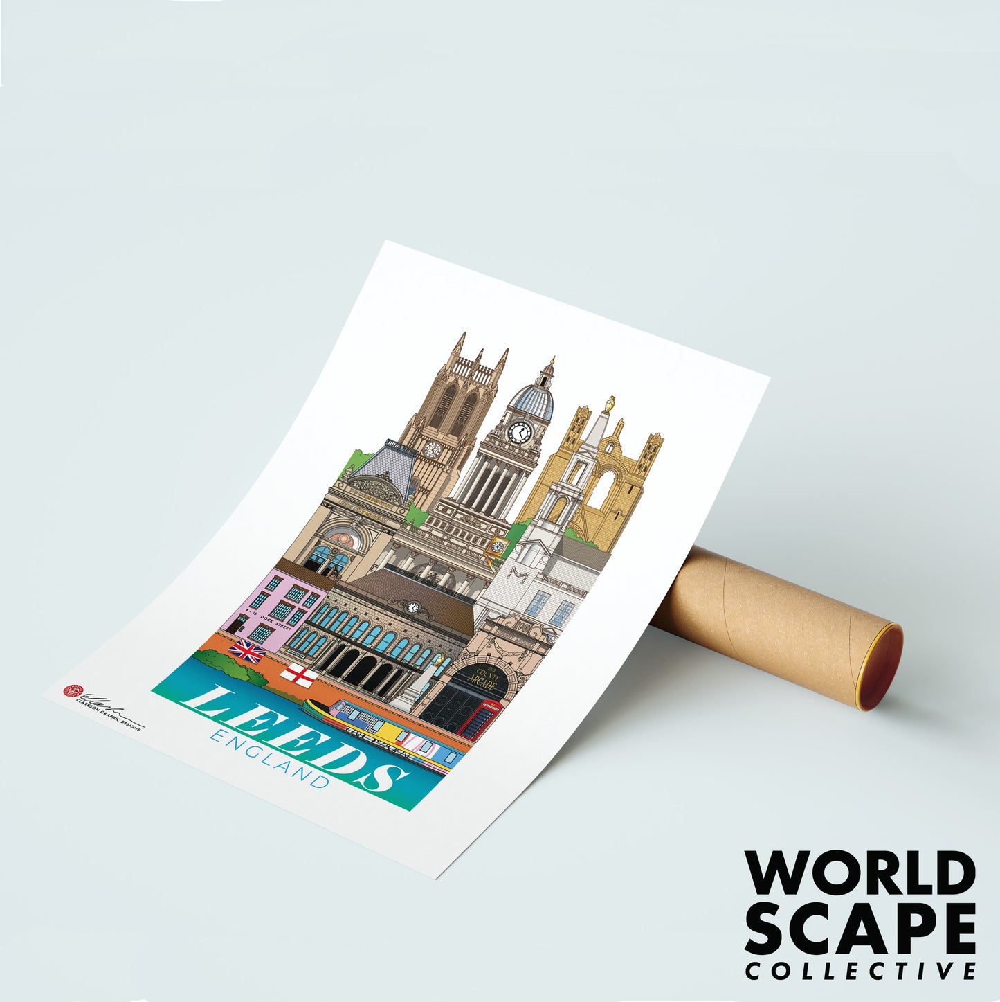 Leeds England worldscape artwork souvenir unframed print front