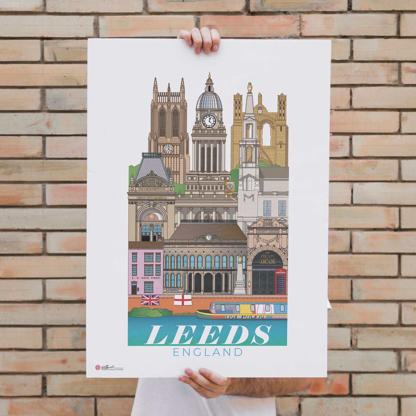 Leeds England worldscape artwork souvenir unframed print held