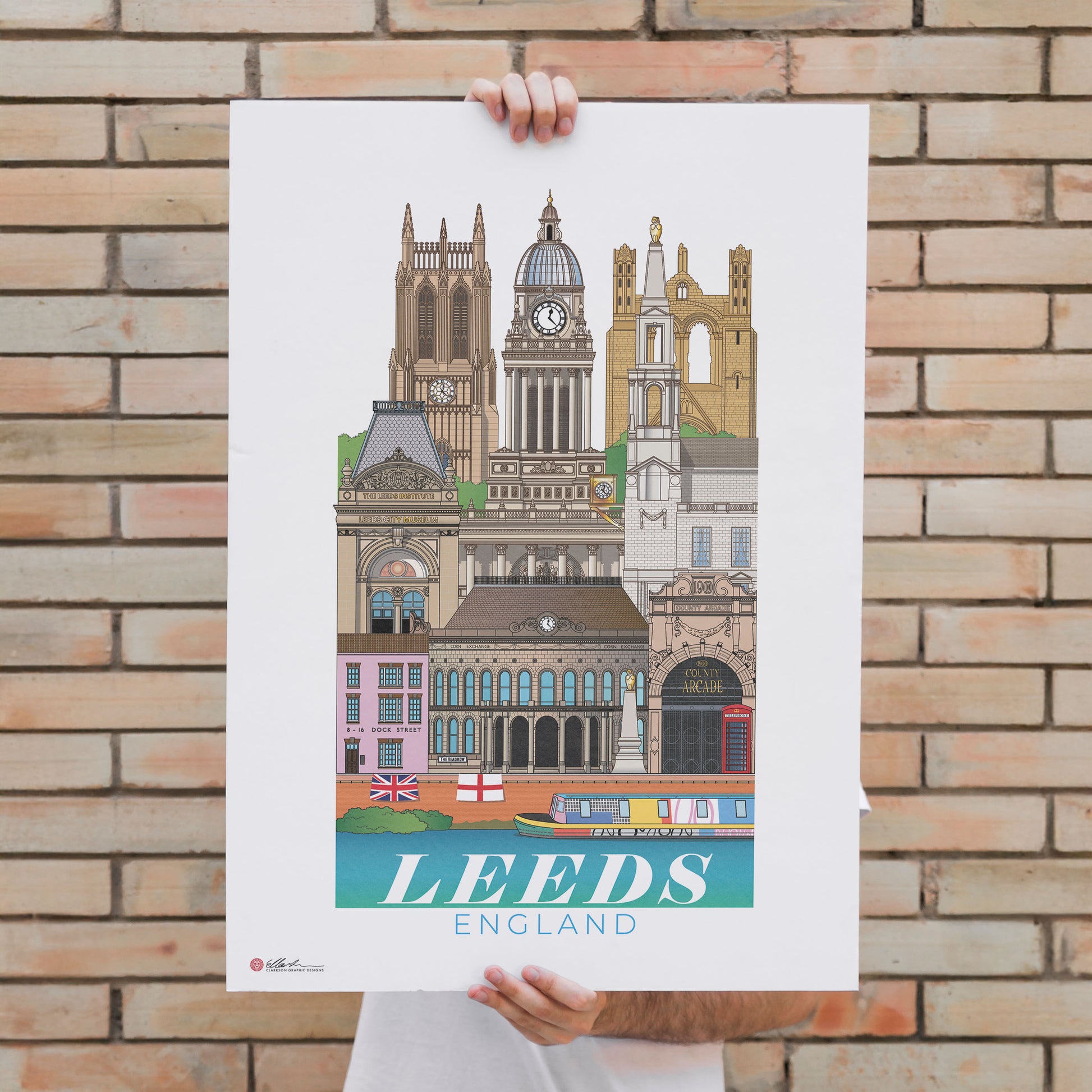 Leeds England worldscape artwork souvenir unframed print held