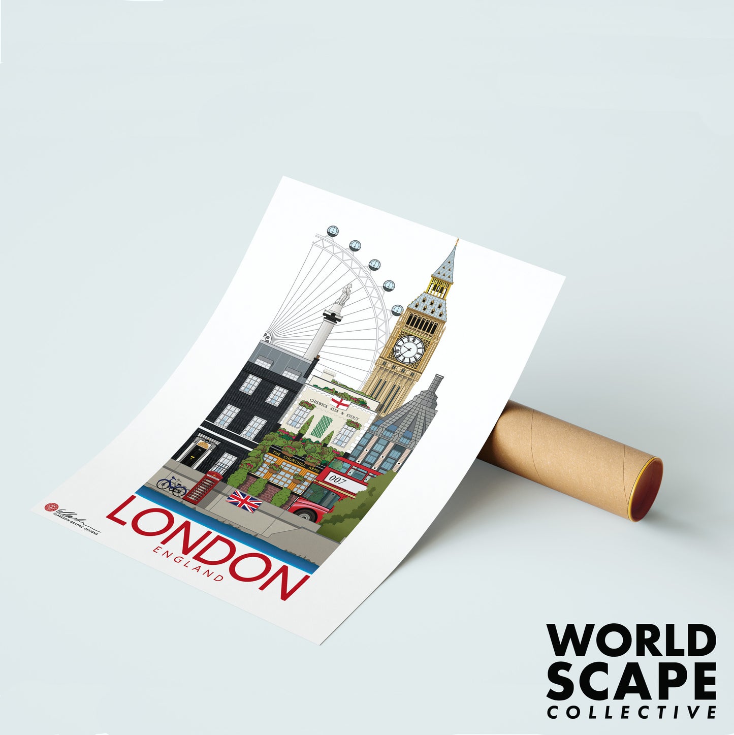 Capitals of the UK set worldscape artwork souvenir London unframed