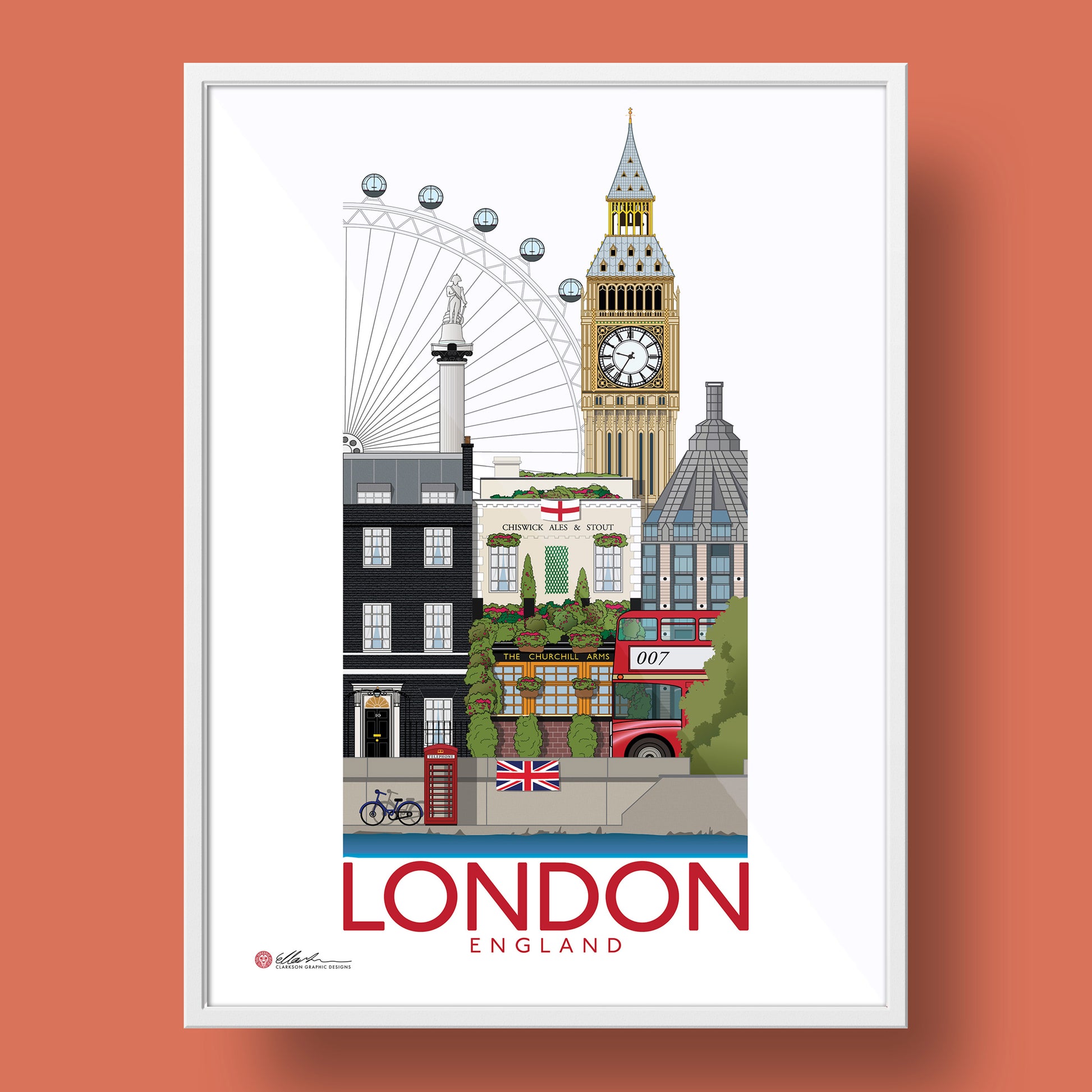 Capitals of the UK set worldscape artwork souvenir London front