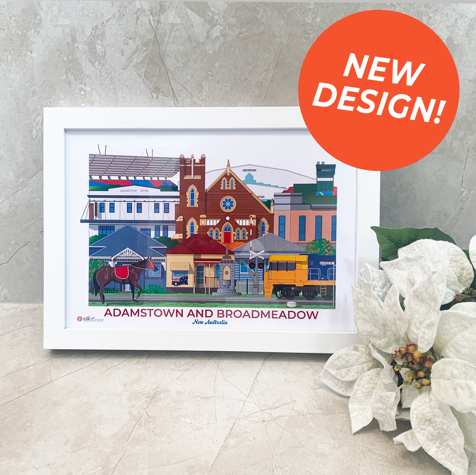 Adamstown and Broadmeadow Newcastle NSW Australia Worldscape souvenir artwork framed side
