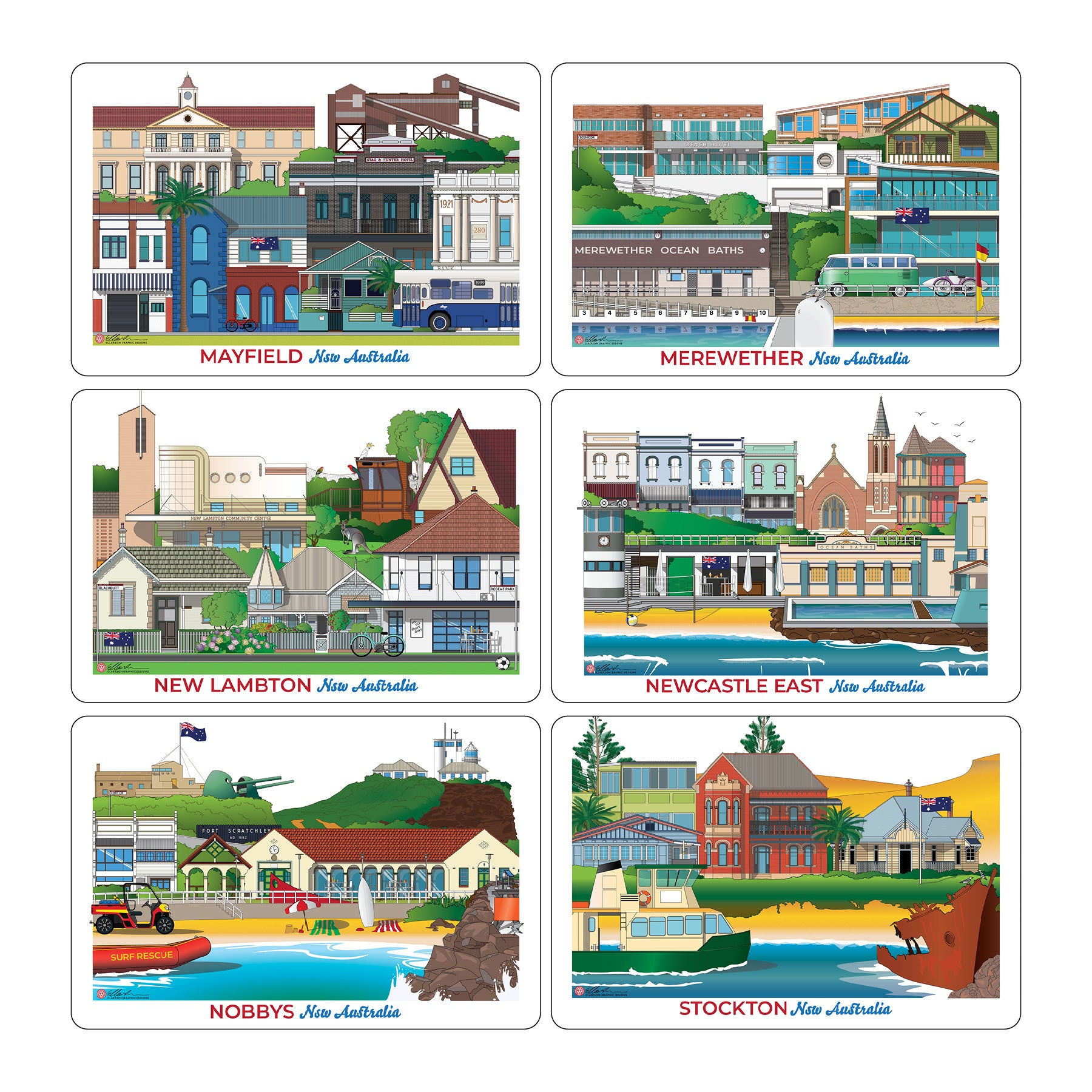 Newcastle Australia Playing Card Pack Deck of Cards Mayfield Merewether, New Lambton, Newcastle East, Nobbys, Stockton,
