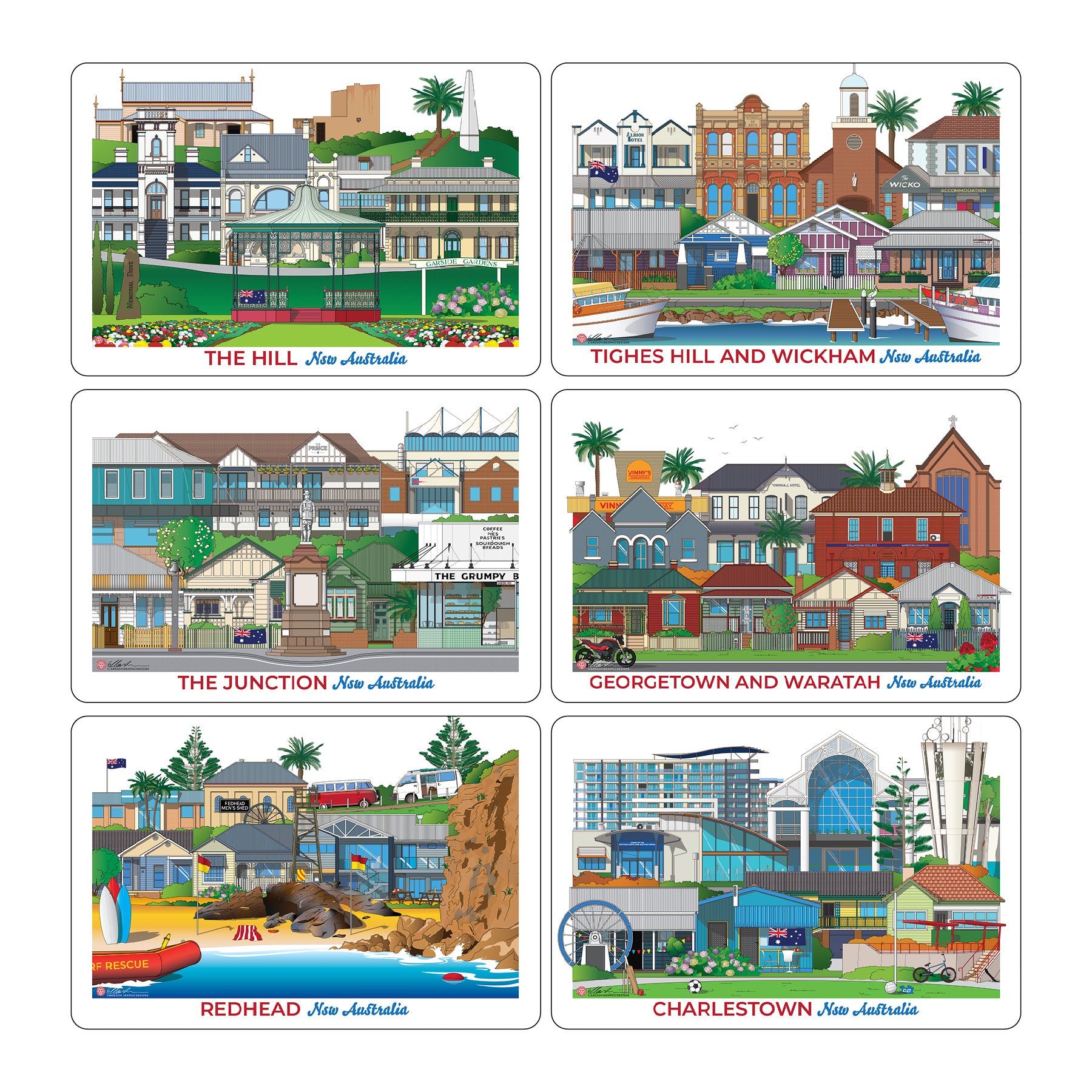 Newcastle Australia Playing Card Pack Deck of Cards The Hill, Tighes Hill and Wickham, The Junction, Georgetown and Waratah, Redhead, Charlestown,