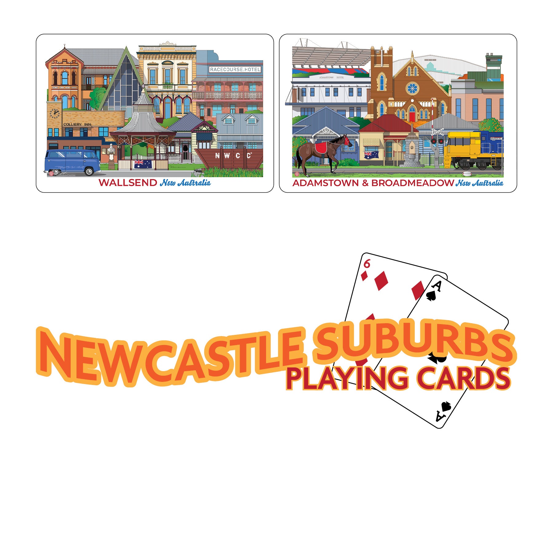 Newcastle Australia Playing Card Pack Deck of Cards Wallsend, Adamstown and Broadmeadow