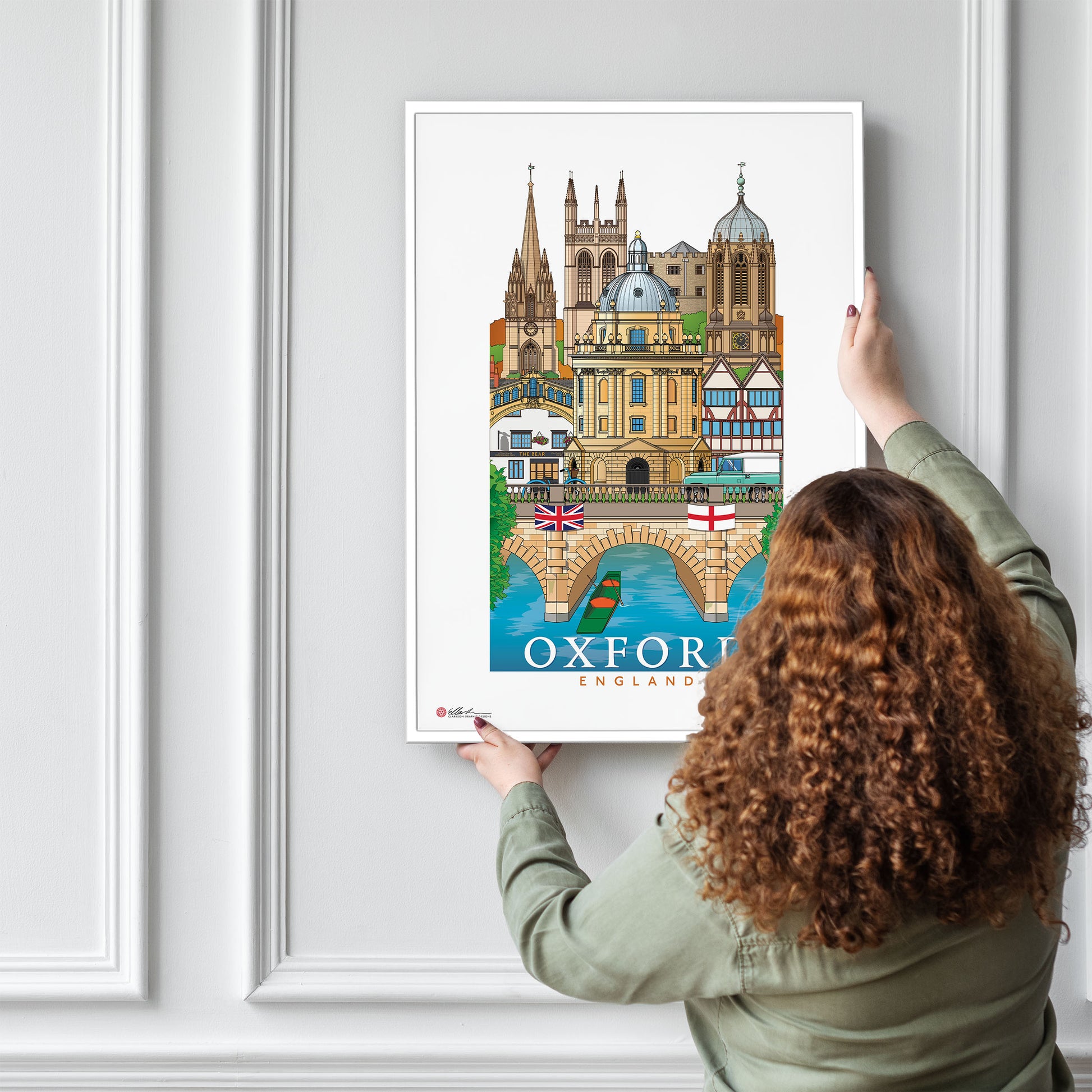 Oxford England worldscape souvenir framed hanging on wall