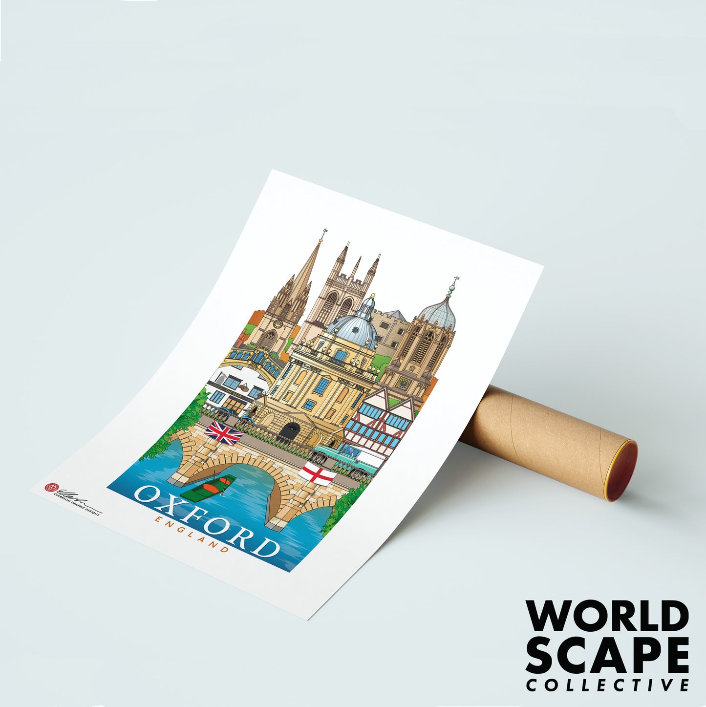 Oxford England worldscape souvenir unframed print front