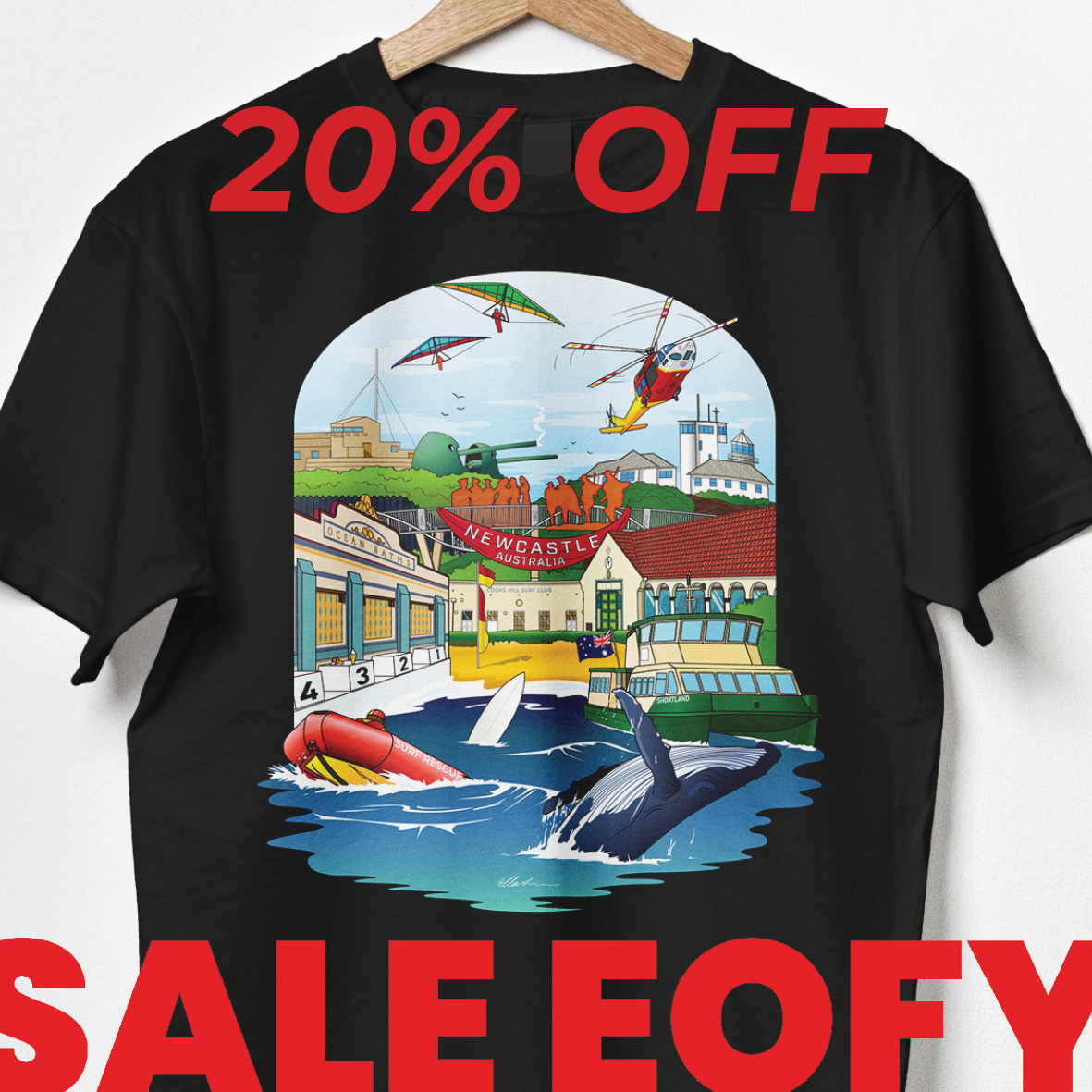 NEWCASTLE BEACHES T-SHIRT UNISEX