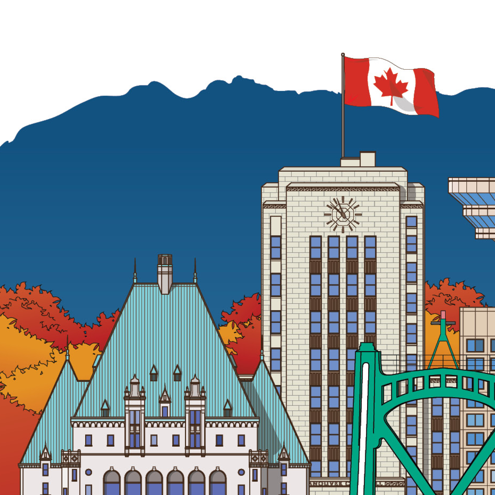 Illustration of a Vancouver skyline with buildings expanded3