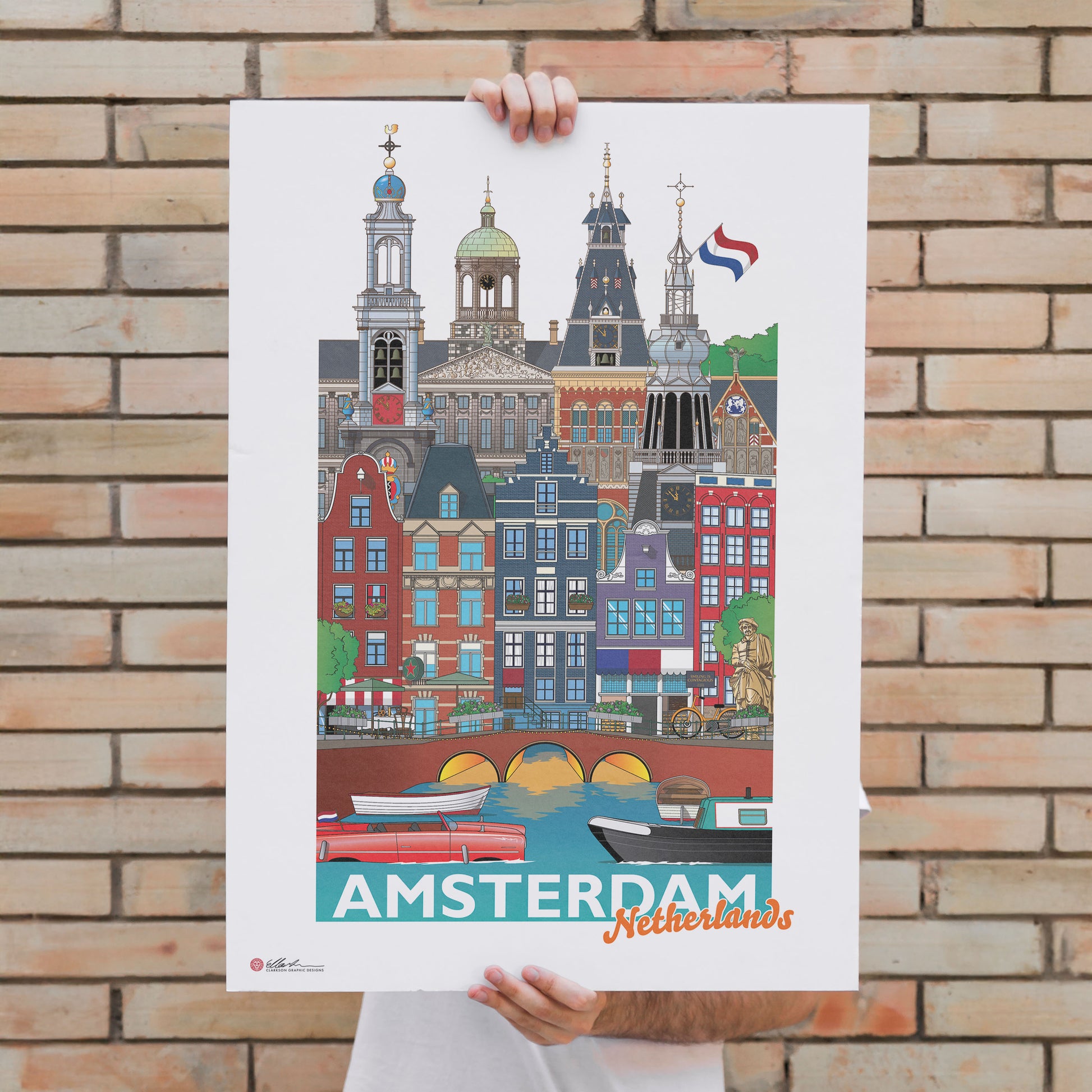 Amsterdam Netherlands held unframed artwork WORLDSCAPE COLLECTIVE souvenir