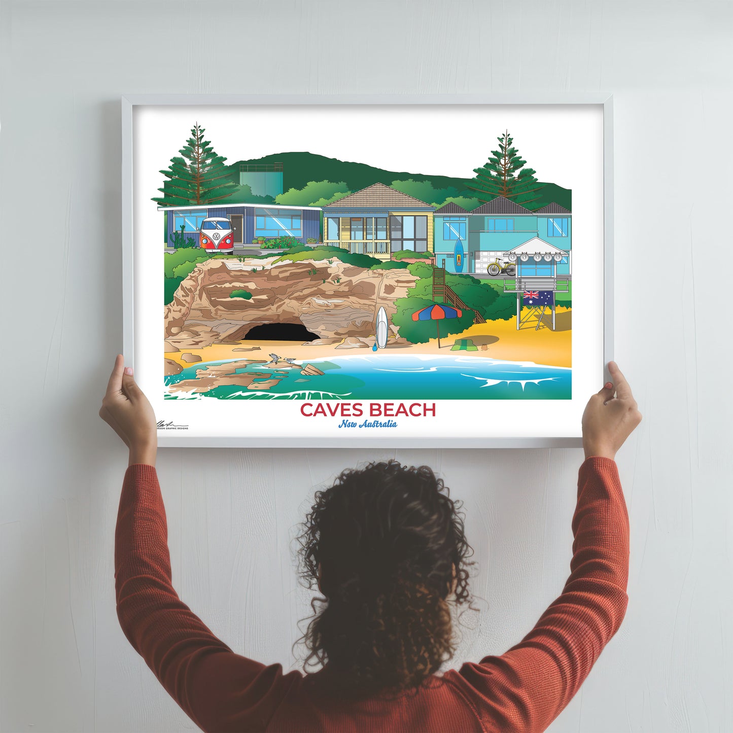 Caves Beach worldscape artwork souvenir framed hanging framed print