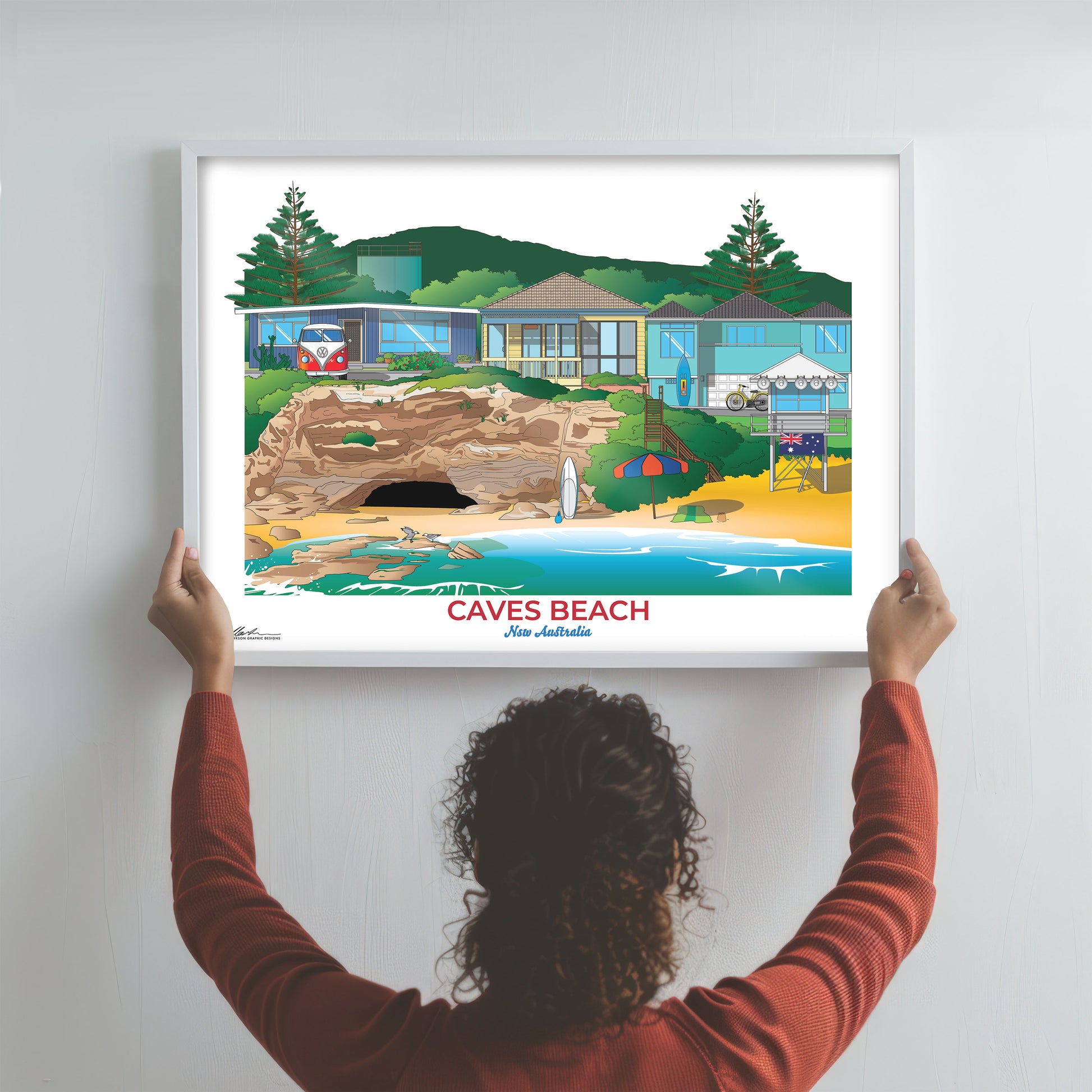 Caves Beach worldscape artwork souvenir framed hanging framed print