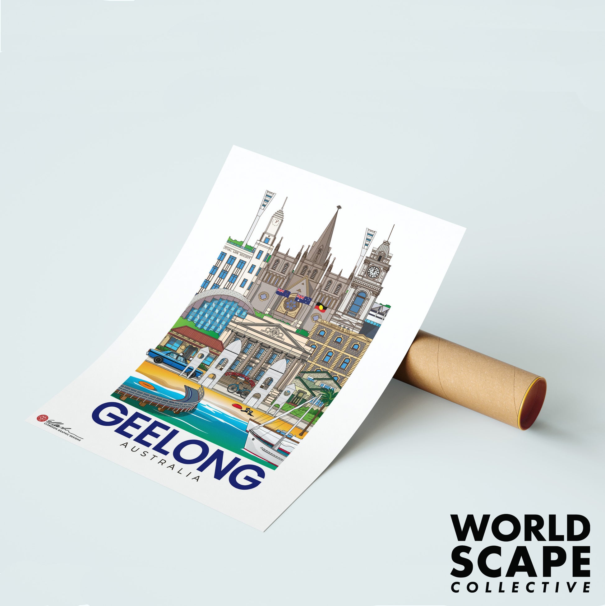 Geelong Australia artwork print souvenir worldscape collective unframed