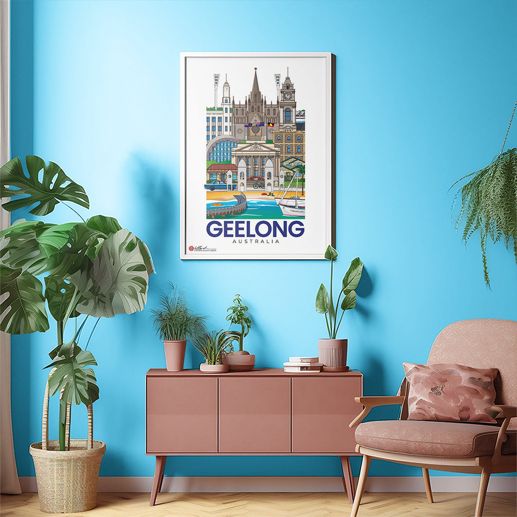 Geelong Australia artwork print souvenir worldscape collective frame on wall